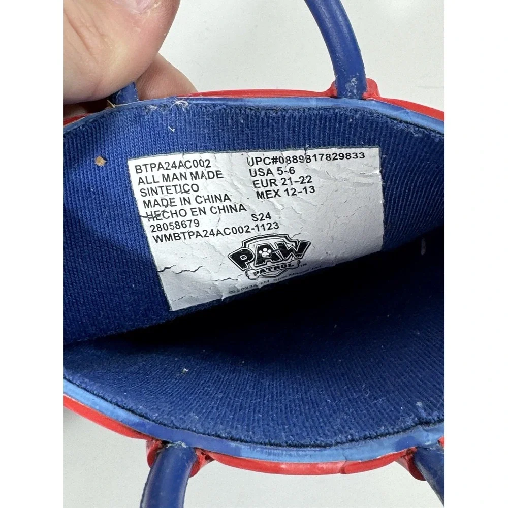 Paw Patrol Toddler Rain Boots Size 5-6 Blue‎ Red Rubber